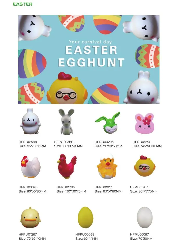 Wholesale Toys Easter Gifts Sets PU Stress Items Easter Egg Hunt Rabbit and Chicken Mascots Stress Ball Toys Juguetes