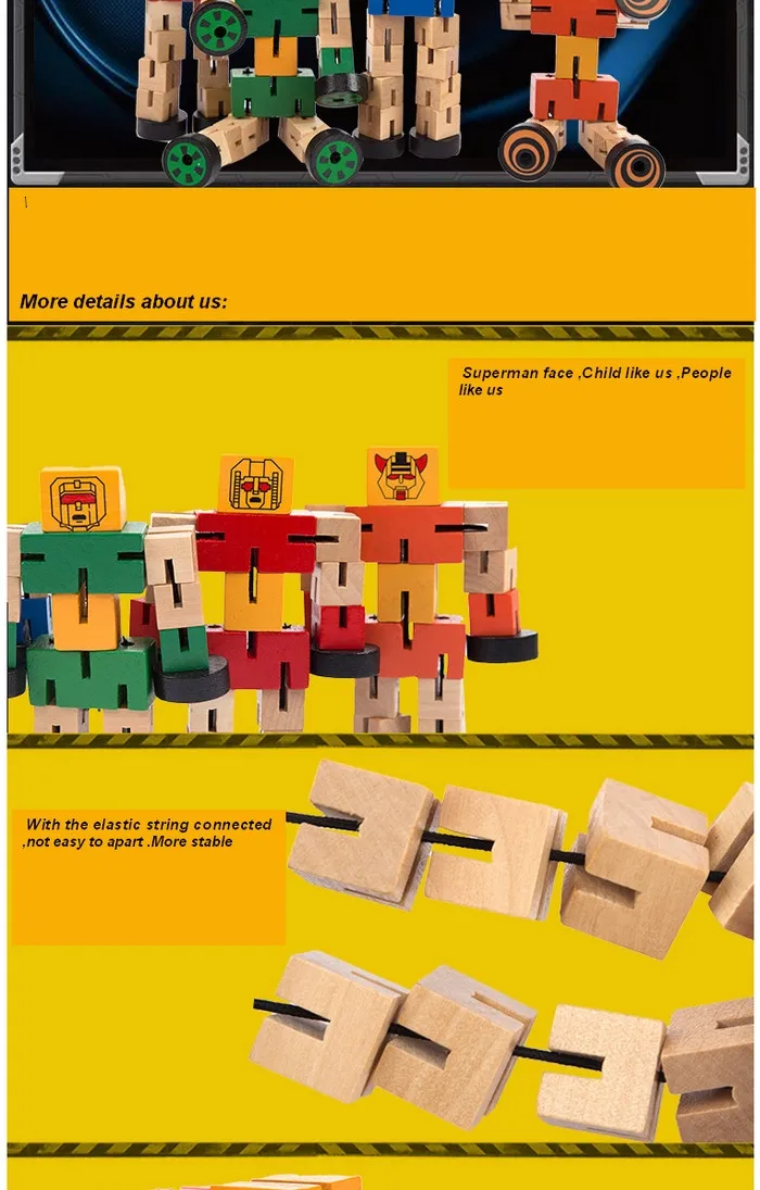 Woode Transform Robot Car Puzzle for Kids 2 Years up Educational Toys for Baby Toddlers Boys Girls Building Transforming Toy with Bright Color Child Safe