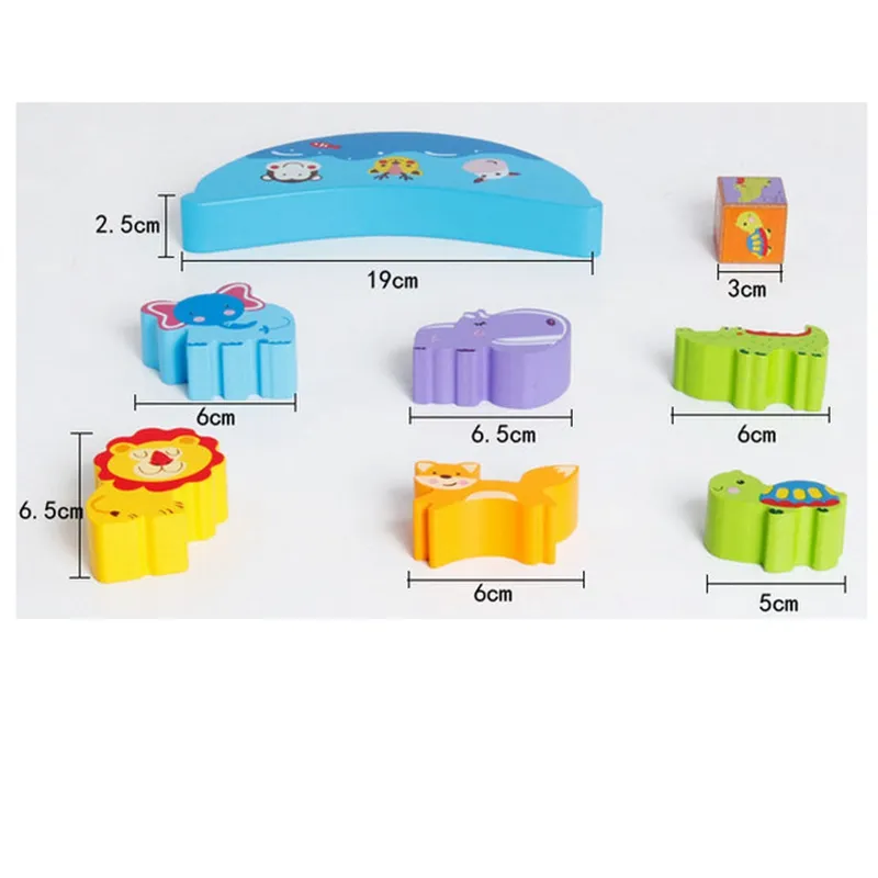 Wooden Animal Themed Stacking Balancing Blocks Toy for Kids 1 Year up Educational Montessori Color Shape Sorter Wooden Toy for Preschool Baby Boys Girls