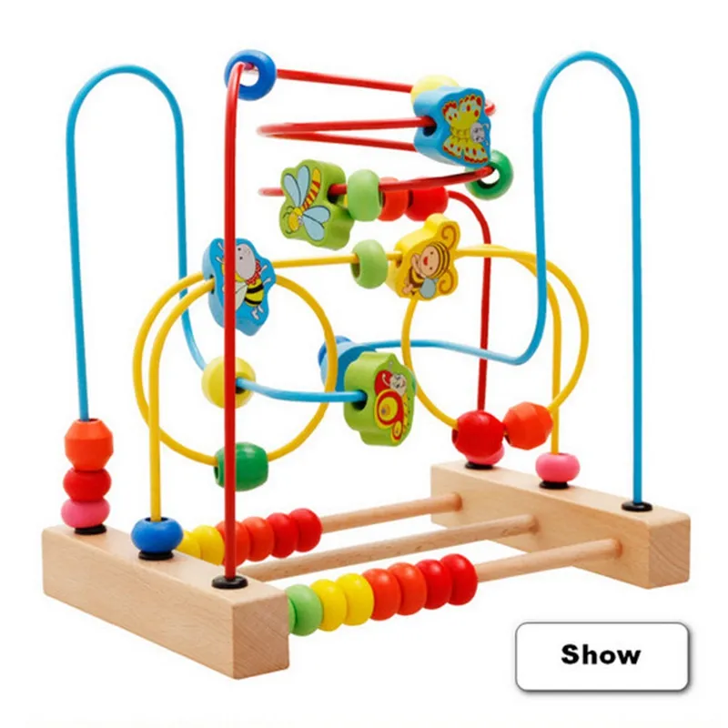 Wooden Beads Maze Abacus Geometric Stacking Blocks Xylophone Set Toy for Kids 1 Year Older Educational Shape Color Sorter Wooden Toy for Baby Boys Girls