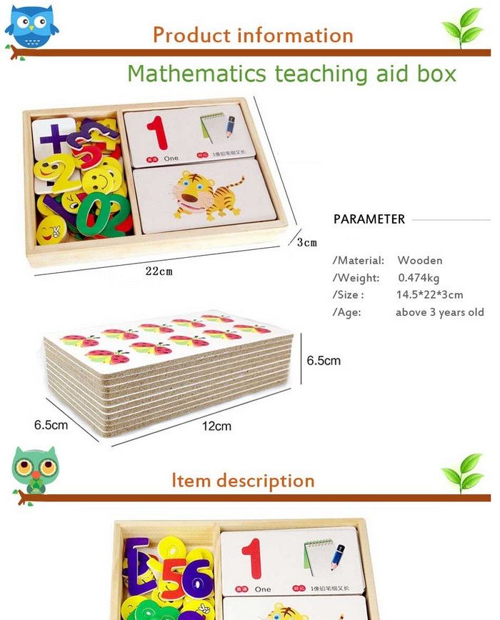 Wooden Calculating Toy with Math Cards for Kids 1year up Educational Math Counting Toy Shape Number Color Sorter for Baby Boys Girls Toddlers with Storage Box