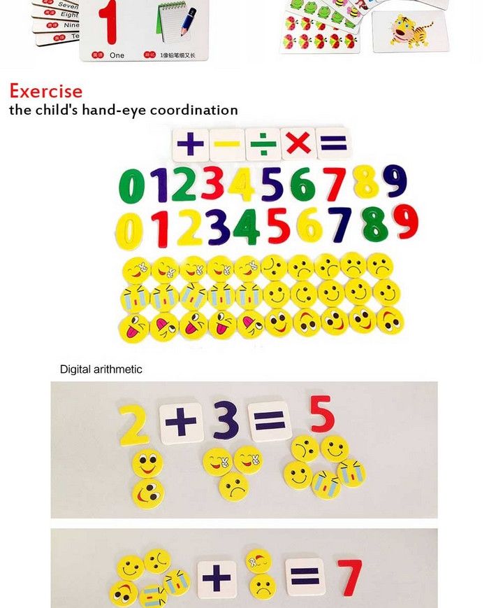 Wooden Calculating Toy with Math Cards for Kids 1year up Educational Math Counting Toy Shape Number Color Sorter for Baby Boys Girls Toddlers with Storage Box