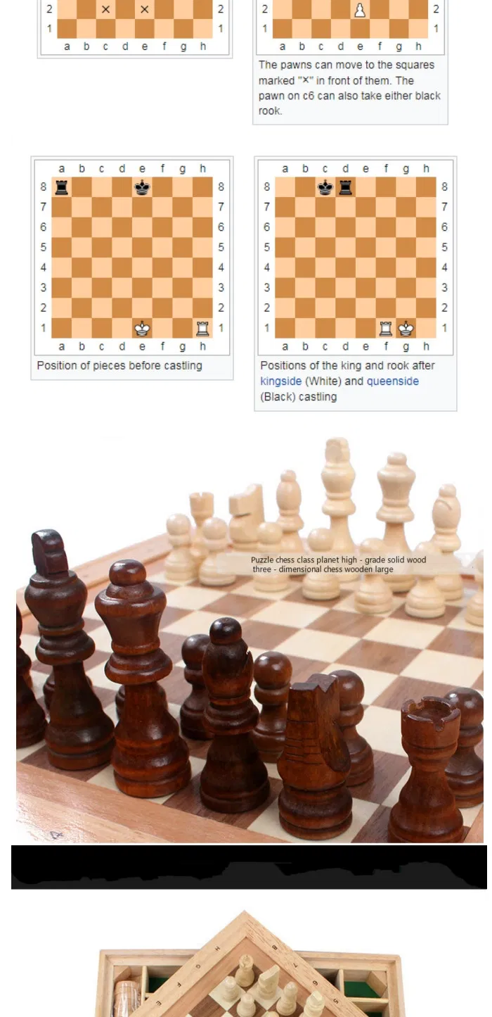 Wooden Chess Toy for Kids 2 Year up Educational Board Game Wooden Toy for Baby Boys Girls with Storage Box Folding Board