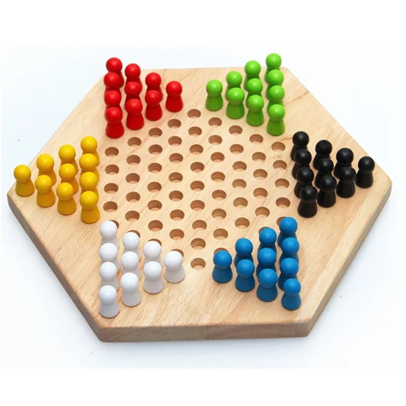Wooden Chinese Checkers for Kids 2 Year up Educational Board Game Classic Strategy Game for Baby Boys Girls with Wooden Colored Marbles and Storage Board