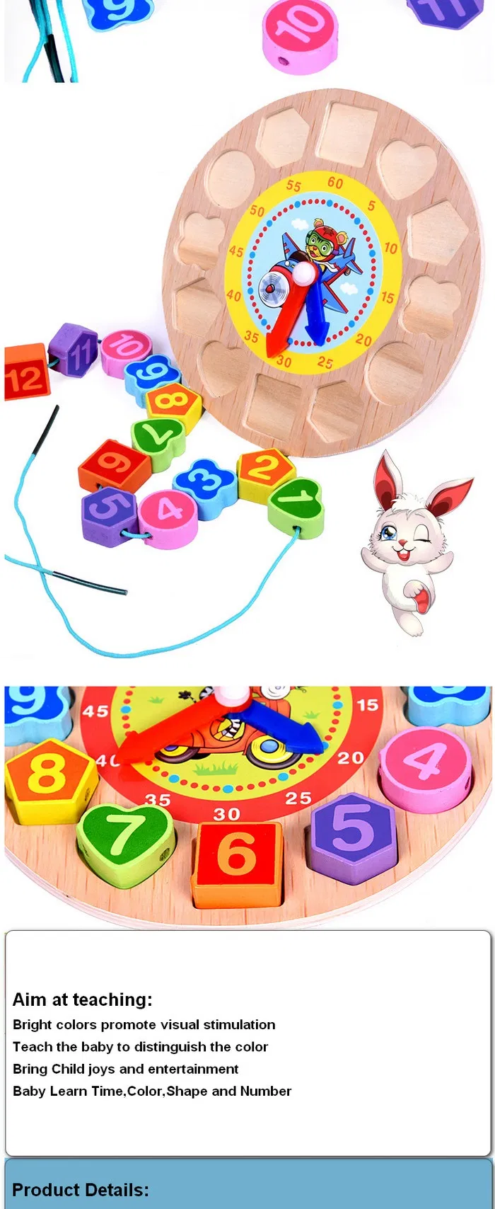 Wooden Clock Toy for Kids 1 Year up Educational Shape Color Number Sorter Wooden Toy for Preschool Baby Boys Girls with Storage Board