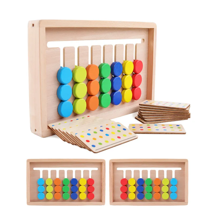 Wooden Color Sorting Puzzle Set Toy for Kids 2 Years up Educational Learning Brainteaser for Children Baby Boys Girls