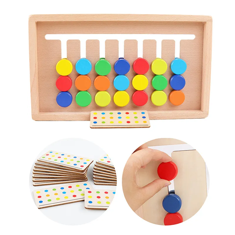 Wooden Color Sorting Puzzle Set Toy for Kids 2 Years up Educational Learning Brainteaser for Children Baby Boys Girls