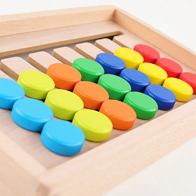 Wooden Color Sorting Puzzle Set Toy for Kids 2 Years up Educational Learning Brainteaser for Children Baby Boys Girls