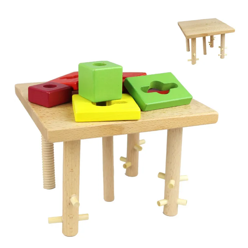 Wooden Geometric Stacking Blocks Toy for Kids 1 Year up Educational Color Shape Sorter Montessori Learning Toy for Baby Boys Girls with Storage Board Child Safe