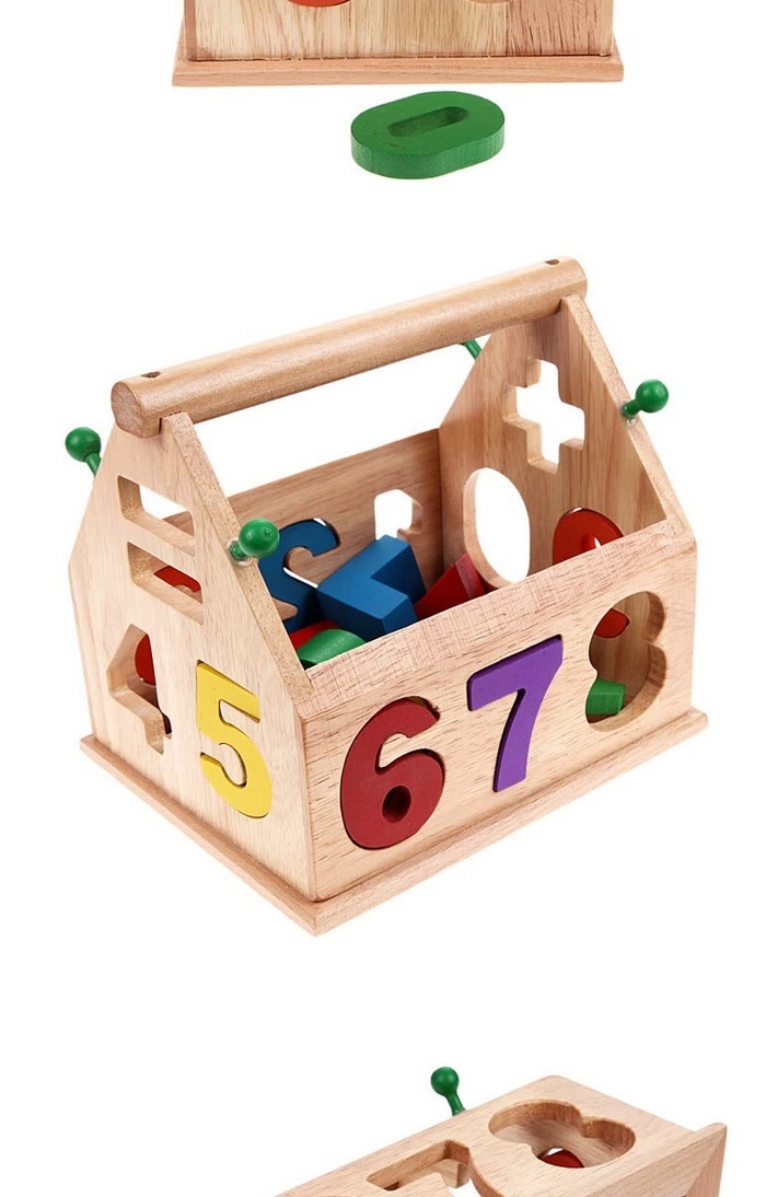 Wooden House Shaped Toy for Kids 1 Year up Educational Shape Number Color Matching Sorting Wooden Toy for Preschool Baby Boys Girls as Storage Box