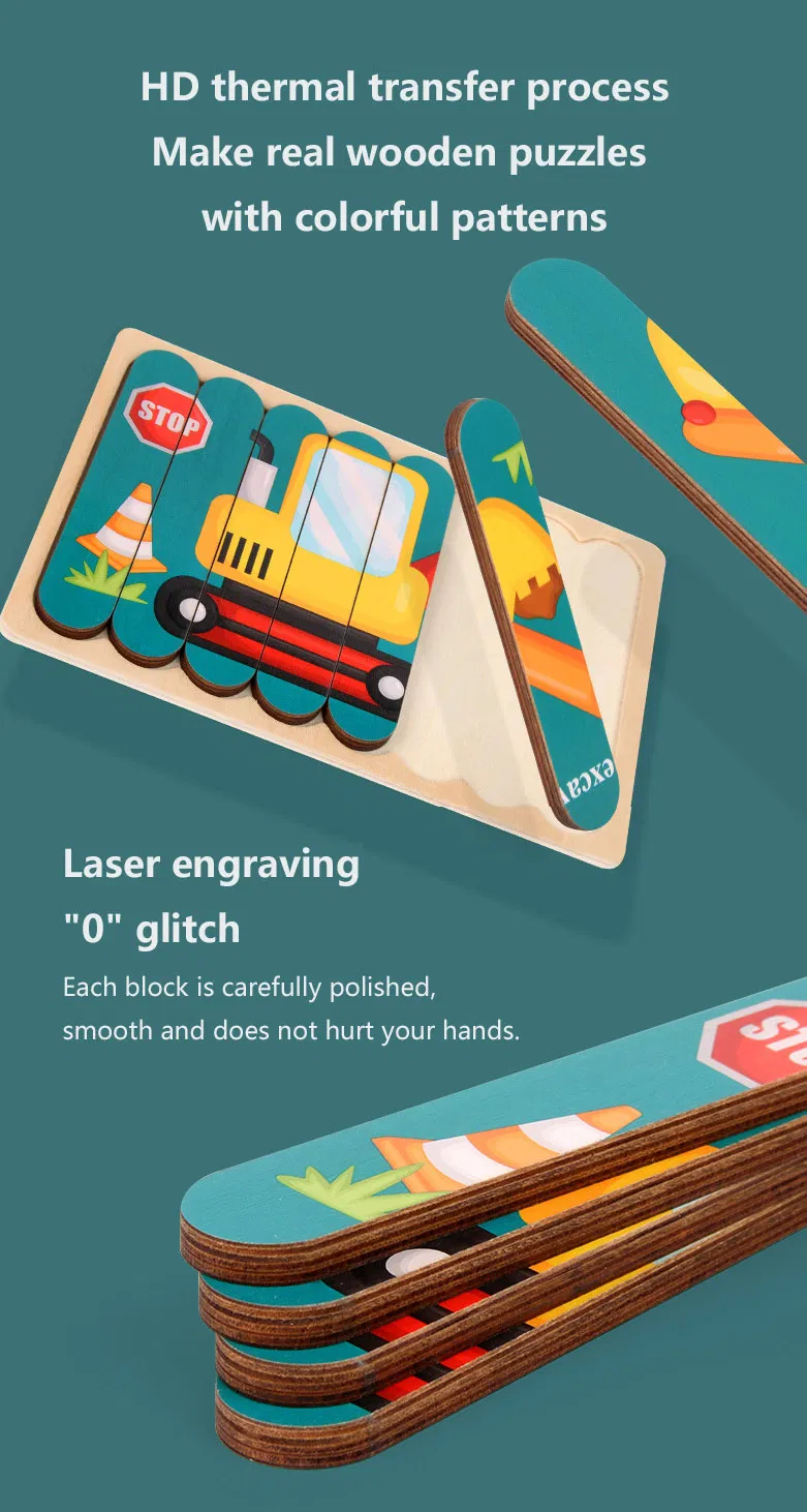 Wooden Puzzle Montessori Double-Sided Strip Puzzle Toy for Children