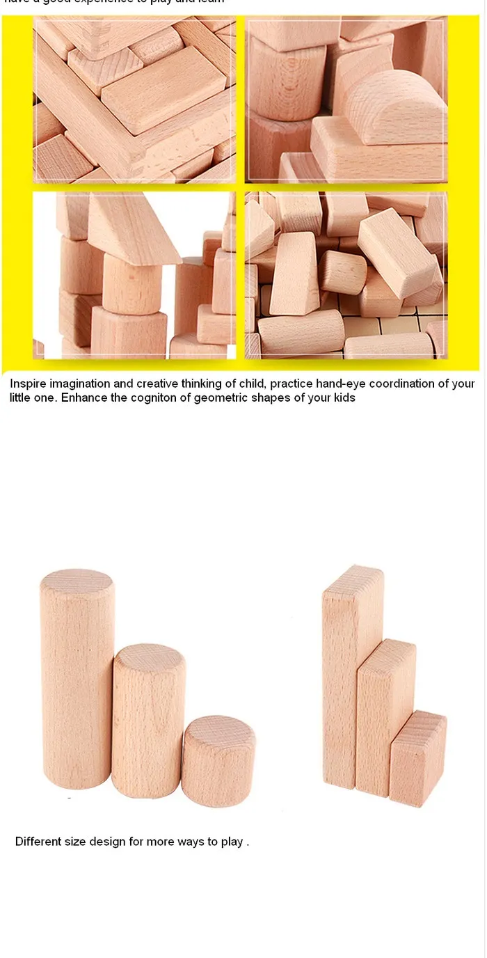 Wooden Stacking Blocks Toy for Kids 1 Year up Educational Shape Sorter for Preschool Baby Boys Girls with Storage Board Child Safe Natual Wood Toy