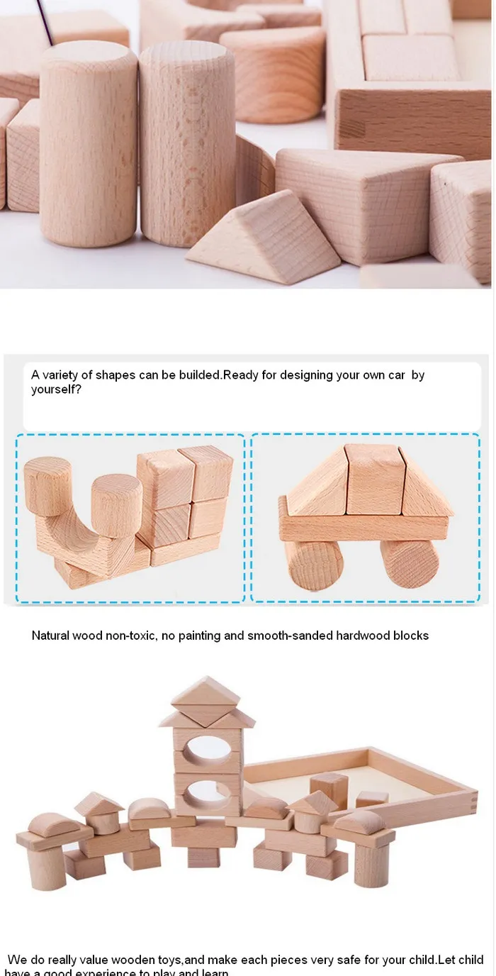 Wooden Stacking Blocks Toy for Kids 1 Year up Educational Shape Sorter for Preschool Baby Boys Girls with Storage Board Child Safe Natual Wood Toy