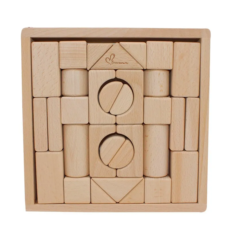 Wooden Stacking Blocks Toy for Kids 1 Year up Educational Shape Sorter for Preschool Baby Boys Girls with Storage Board Child Safe Natual Wood Toy
