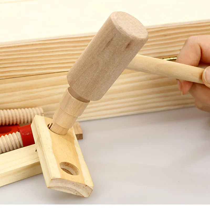Wooden Tool Kit Box Toy for Toddlers 3 Years up Educational Wooden Tool Box Set Pretend Play Toy for Kids, Boys Girls Creative Construction DIY Toy Great Gift